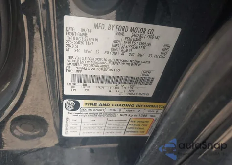 2015 Ford Expedition Limited z USA, uszkodzony, nr VIN 1FMJU2AT6FEF09160